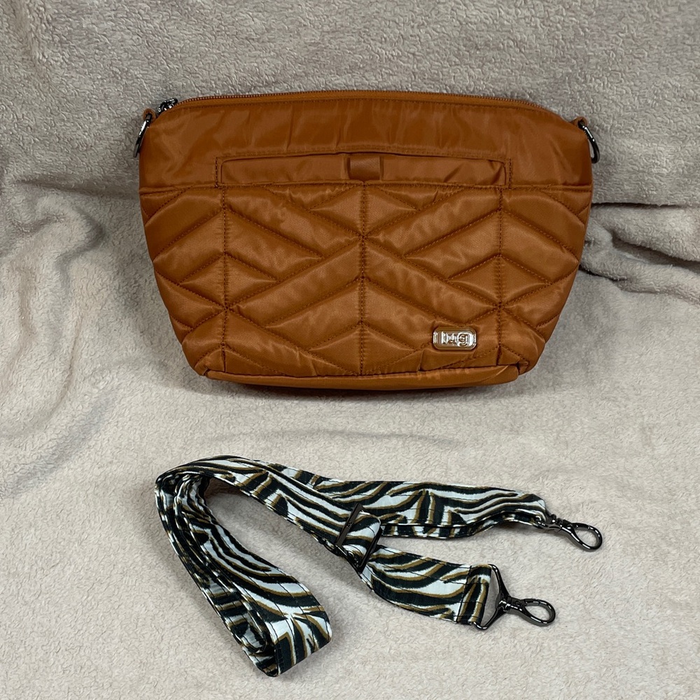 NWOT Lug Flare Crossbody Bag, Copper Brown/Zebra Sand